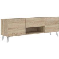 CALICOSY Brighton 2 TV Stand With 2 Doors & 1 Drawer - W140 Cm X D46.5 Cm in Light Oak