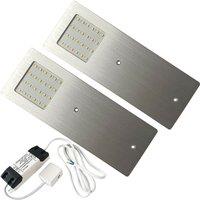 Loops 2x ALUMINIUM Ultra-Slim Rectangle Under Cabinet Kitchen Light & Driver Kit - Natural White LED