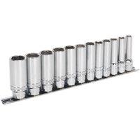 Loops 12 PACK DEEP Socket Set 3/8 Metric Square Drive - 6 Point LOCK-ON Rounded Heads