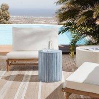 Wyld and Coco 39cm Round Drum Side Table - Light Grey Fibreglass