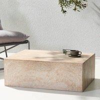 Wyld and Coco Travertine-Effect Rectangular Coffee Table Beige Veneer Top