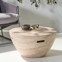 Wyld and Coco Beige Travertine Effect Round Coffee Table Magnesium Oxide Core