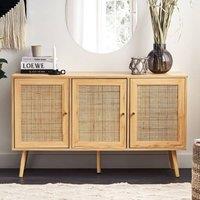 Wyld and Coco 3-Door Rattan Front Sideboard Light Brown W120 x D40 x H71cm