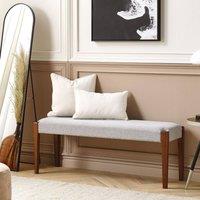 Wyld and Coco Hallway Bench - Dark Wood Frame Grey Upholstered Seat