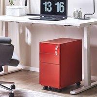 Wyld and Coco Red Metal Storage Cabinet - 3 Drawers with Lock and Castors