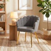 HOMCOM Petal-Back Lounge Chair with Faux Lamb's Wool & Metal Legs, Grey