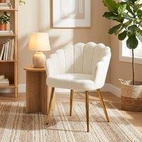 HOMCOM Petal-Back Lounge Chair with Faux Lamb's Wool & Metal Legs, Cream | Size: Armchair