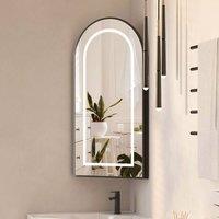 KEEPREAPER Sleek Corner Mirror Cabinet with Lighted Arched Design in Black