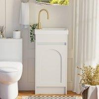 KEEPREAPER Sleek Bathroom Vanity Unit with Ceramic Sink 2 Storage Compartments in White
