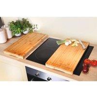 EONLION Kitchen Wooden Bamboo Cutting Board Oven Hob Covers in Brown | Size: 120