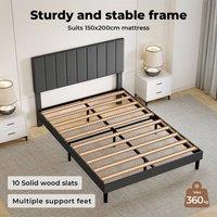 EONLION Leede King Bed Frame Linen Fabric Soft Foam in Dark Grey
