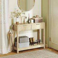 EONLION Entryway Table with Fluted Panel Drawers in Natural | Size: 100 cm
