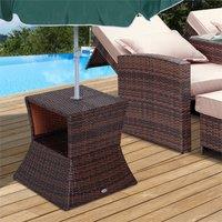 EONLION Brown-Side Table Outdoor Tea Coffee in Brown | Size: 100 cm