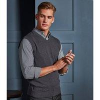Premier Men's Sleeveless Cotton Acrylic V Neck Sweater in Charcoal | Size: XS