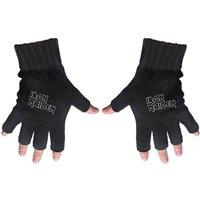 Iron Maiden Men's Logo Fingerless Gloves in Black