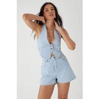 MissPap Women's High Waist Denim Short in Light Wash | Size: 6