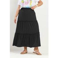 Yours Women's Tiered Maxi Skirt in Black | Size: 26-28