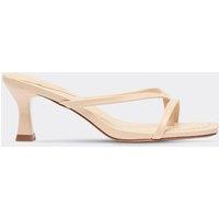 EGO Women's Mule Style Faux Leather Block Heel Shoes in Ecru | Size: 7