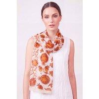 Vellin Women's Pomegranate Print Chiffon Scarf in Orange