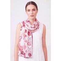Vellin Women's Pomegranate Print Chiffon Scarf in White