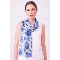 Vellin Women's Pomegranate Print Chiffon Scarf in Navy