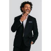 Dobell Men's Black Twill Cotton/Linen Blend 2 Piece Suit | Size: 40R