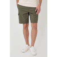 Threadbare Men's Regular Fit Textured Cargo Shorts in Olive | Size: 38R