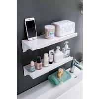 Living and Home Self-Adhesive Shelf Wall-mount Waterproof Shower Rack with Fixing Groove for Bathroom in White