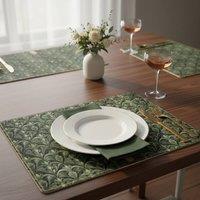 Madison & Mayfair Green Placemats with Art Deco Fan Pattern