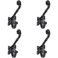 Loops 4x Ornate Twisted Hat & Coat Hook on Butterfly Backplate 82mm Proj Black Antique