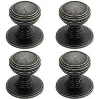 Loops 4x Ringed Tiered Cupboard Door Knob 30mm Diameter Pewter Cabinet Handle