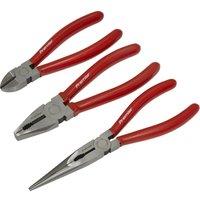 Loops 3 Piece Pliers Set - Combination / Long Nose / Side Cutters - Serrated Jaws