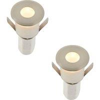 Loops 2 PACK Recessed Decking IP67 Guide Light - 1.2W Warm White LED - Satin Nickel in Metallics