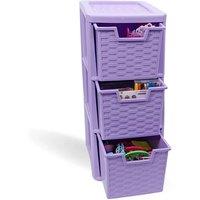 SPETLEK Medium Lilac Rattan Drawer Plastic Organizer 3 tier in Purple | Size: Large