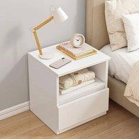 SPETLEK 1 Drawer Wooden Bedside Cabinet in White | Size: 0.6m2