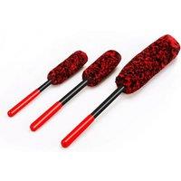 Nordara 3Pcs Soft Car Wheel Cleaning Brush Set UK in Red