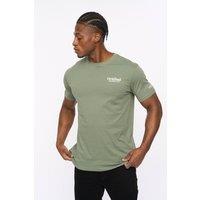 Crosshatch Men's Simtanks Crew Neck Cotton T-Shirt with Chest Graphic in Olive | Size: XL