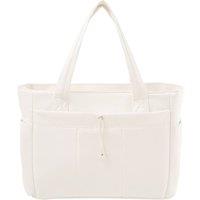 MODISHION Women's Nylon Tote Laptop Bag Handbag in Cream
