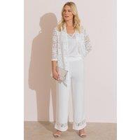 Anna Rose Women's Lace Trim Trousers in Ivory | Size: 12