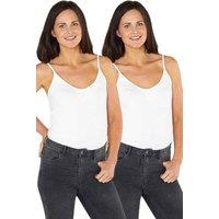 Just Essentials Women's Two Pack Basic Strappy Cami Bodysuit in White | Size: 10