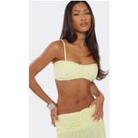 EGO Women's Strappy Straight Neck Frill Trim Bralet in Lemon | Size: 8