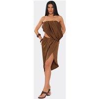 EGO Women's Satin Midi Skirt in Burnt Orange | Size: 6