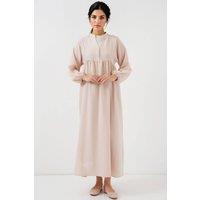 Big Dart Women's V-Neck Buttoned Maxi Dress in Cream | Size: Large