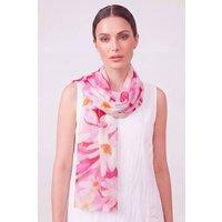 Vellin Women's Watercolour Daisy Print Scarf in Bright Pink
