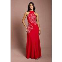 Coast Women's Petite Embellished Maxi Dress With Godet Pleats in Red | Size: 10
