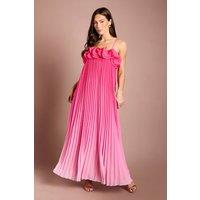 Coast Women's Ruffle Detail Ombre Printed Georgette Maxi Dress in Pink | Size: 14