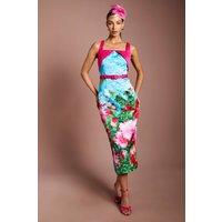 Coast Women's Lisa Tan Printed Column Midi Dress | Size: 10