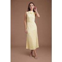 Coast Women's Cowl Neck Sleeveless Satin Midi Dress in Lemon | Size: 10