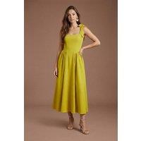Coast Women's Sleeveless Crepe Midi Dress With Bow Detail Straps in Lime | Size: 16