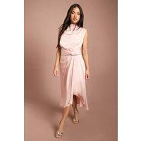 Coast Women's Petite Satin Midi Dress With Twist Waist in Blush | Size: 8